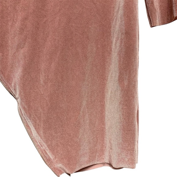 TOV Zipper Tunic Top Size‎ 40 Medium Pink Velvet Asymmetrical Hem Long Sleeve - Picture 10 of 13